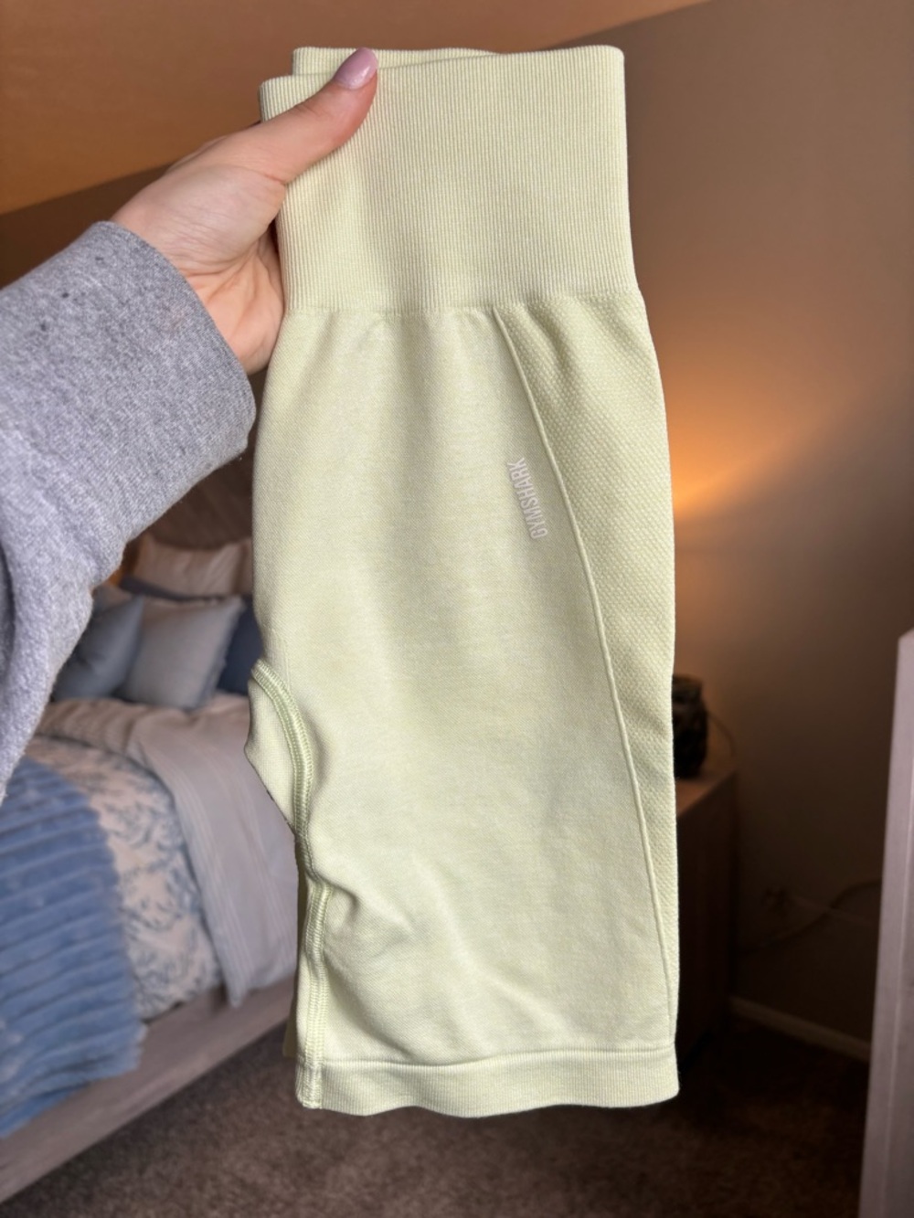 Gymshark Pale Yellow/Lime High-Waist Biker Shorts - XS